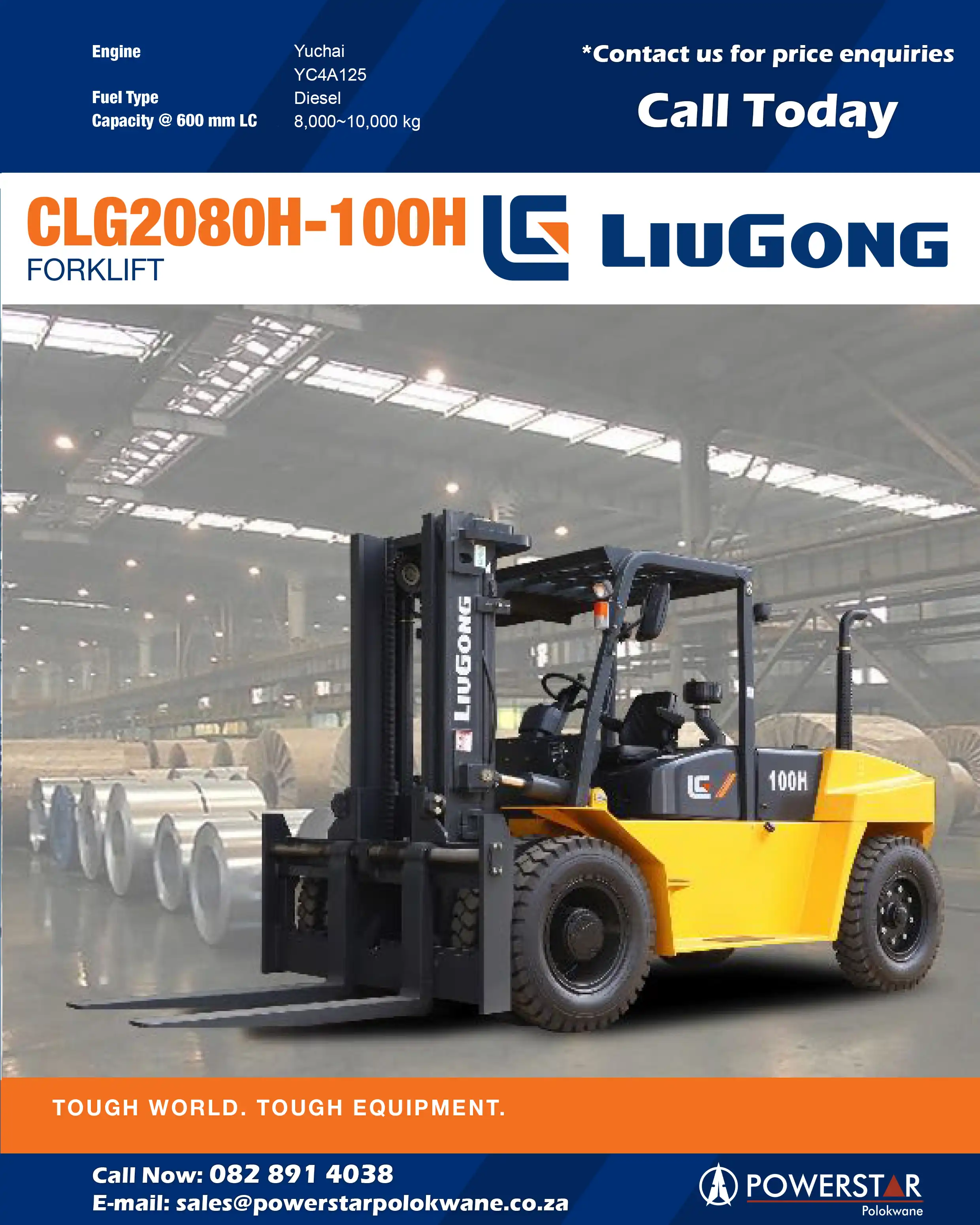 CLG2080H-100H Liugong Forklifts Polokwane