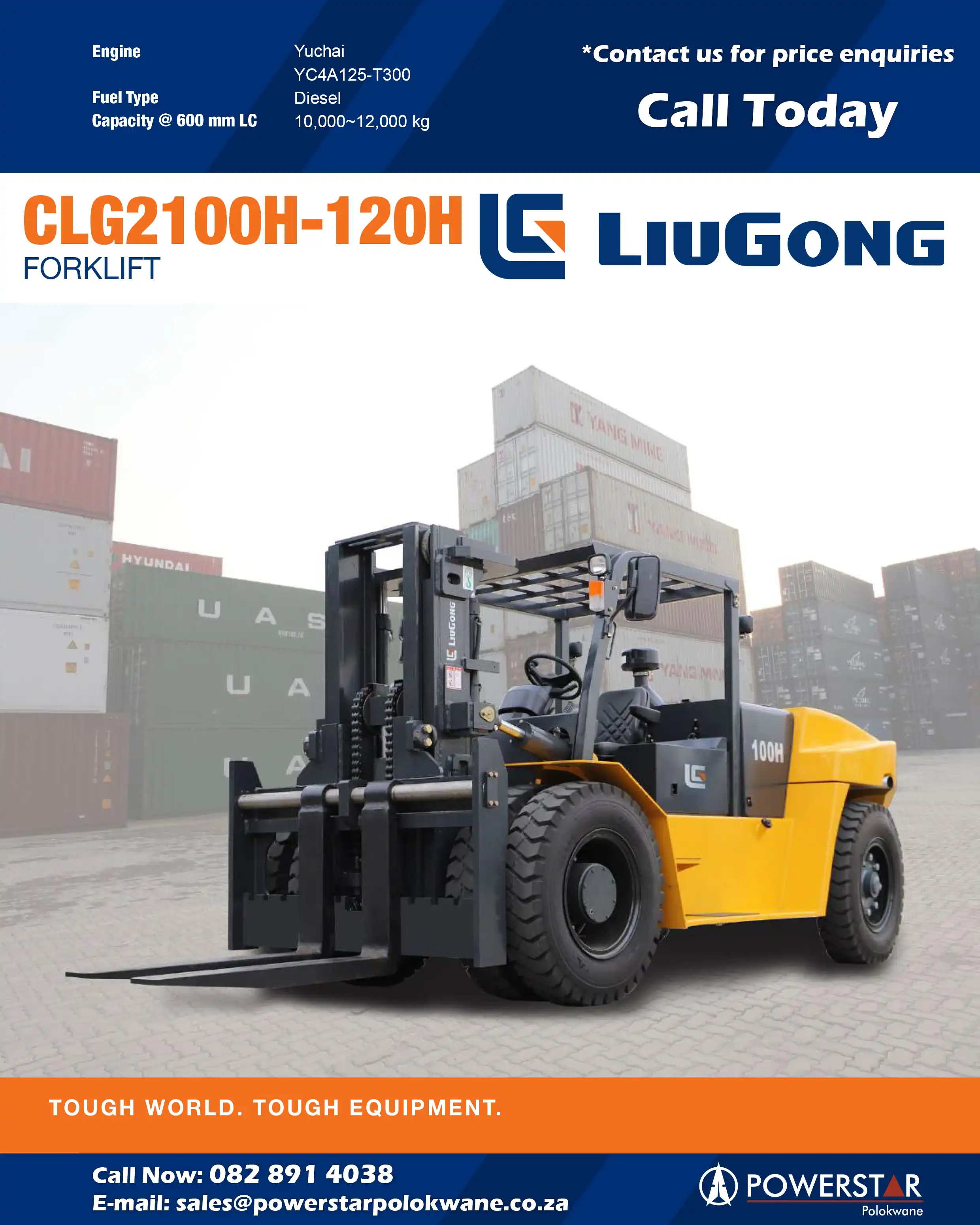 CLG2100H-120H Liugong Forklifts Polokwane
