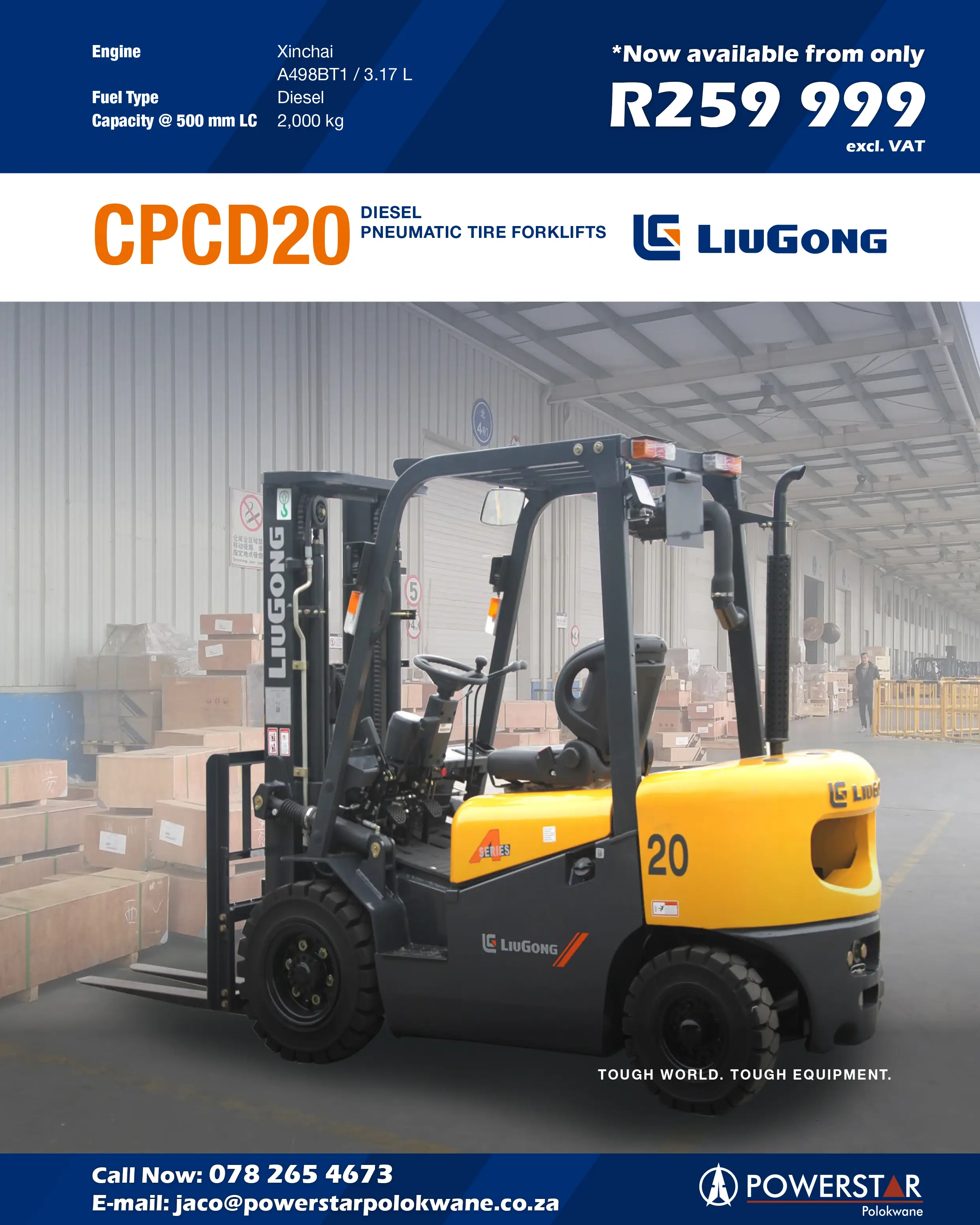 CPCD20 Liugong Forklifts Polokwane