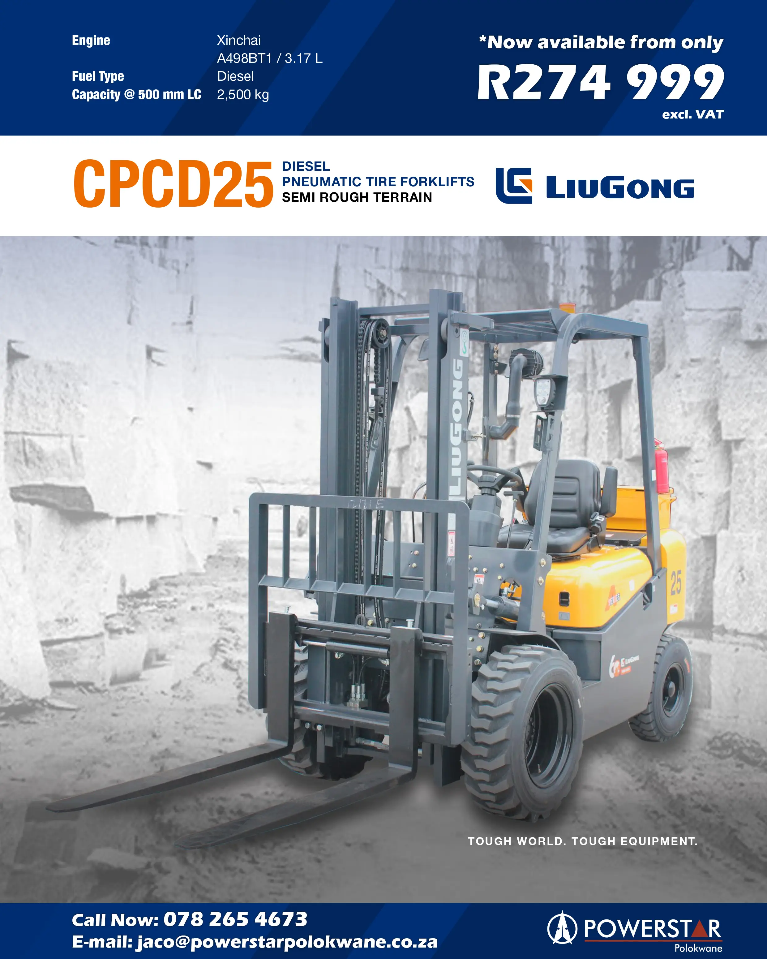 CPCD25 Liugong Forklifts Polokwane